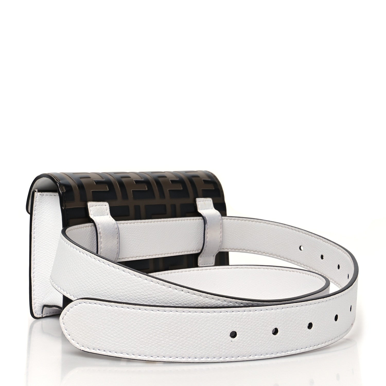 Fendi Vitello Cruise F is Fendi Bi-Color FF 1974 Embossed Envelope Belt Bag Maya White Ice 3 of 14