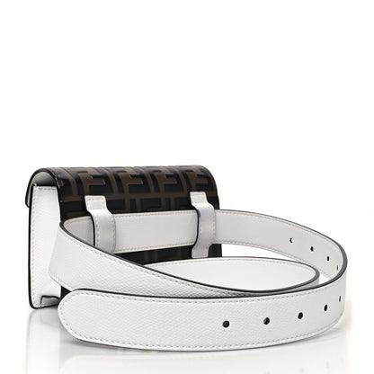 Fendi Vitello Cruise F is Fendi Bi-Color FF 1974 Embossed Envelope Belt Bag Maya White Ice 3 of 14