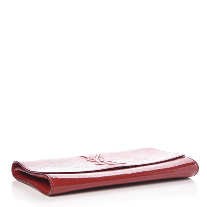 Saint Laurent Textured Patent Monogram Large Belle De Jour Clutch Red 4 of 9