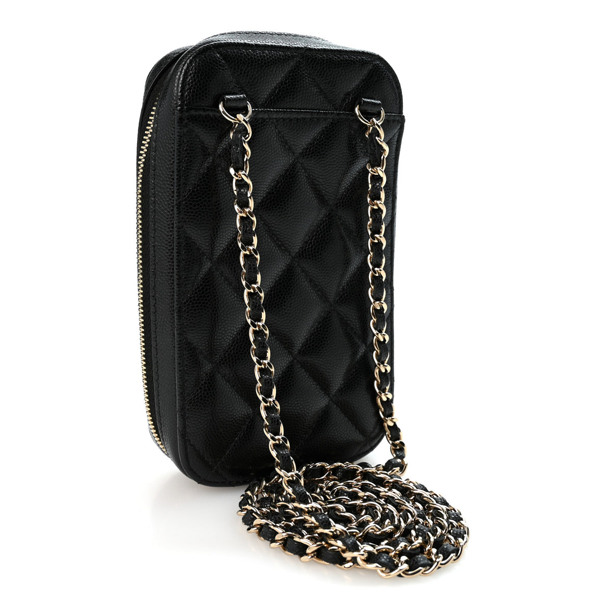 Chanel Caviar Quilted Phone Holder Wallet On Chain WOC Black 2 of 9