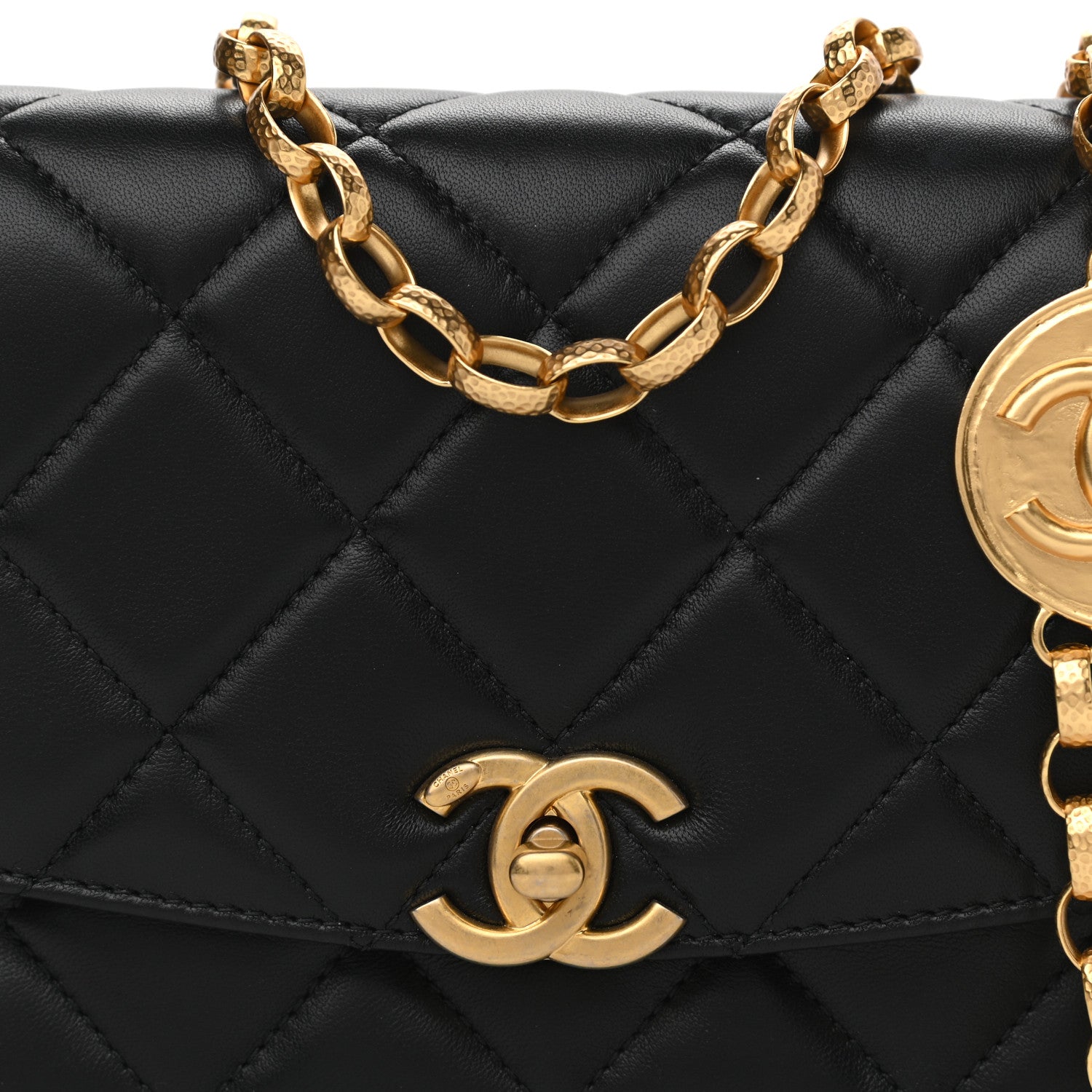 Chanel Lambskin Quilted Small CC Coin Flap Bag Black 8 of 10