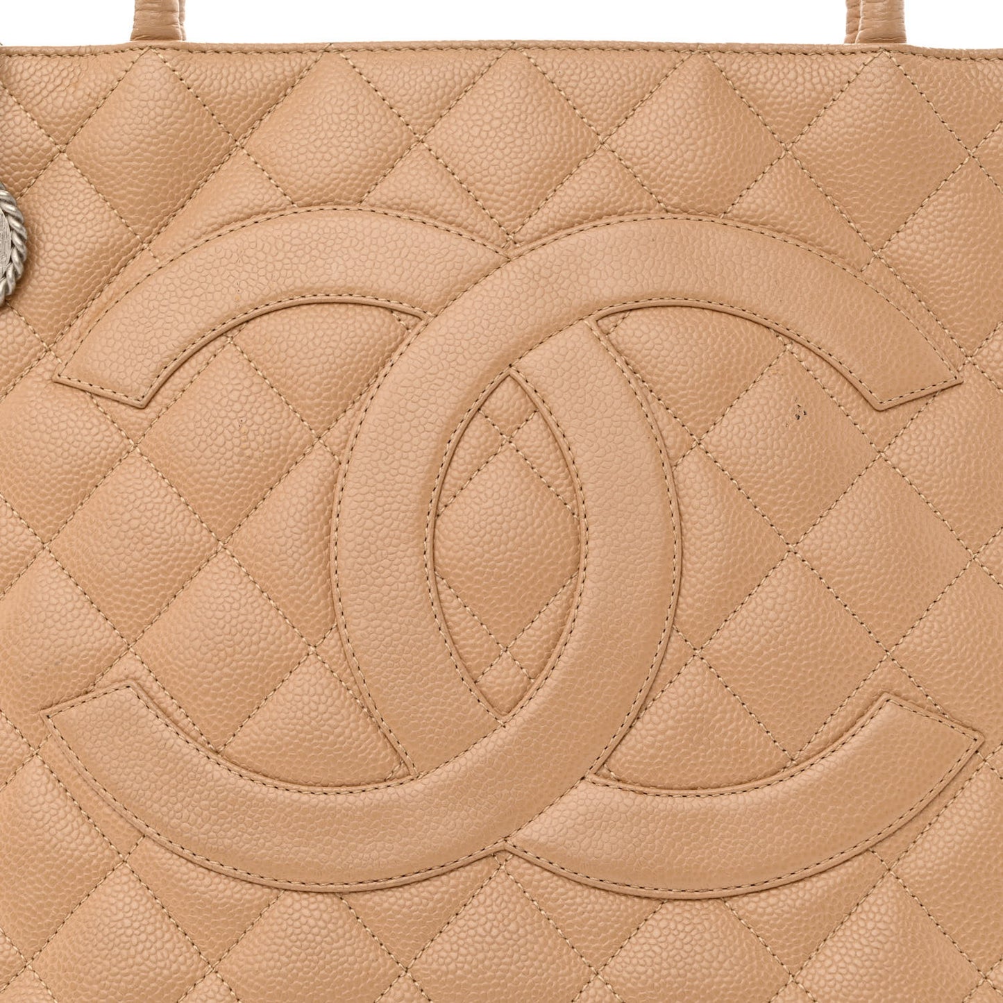 Caviar Quilted Medallion Tote Beige