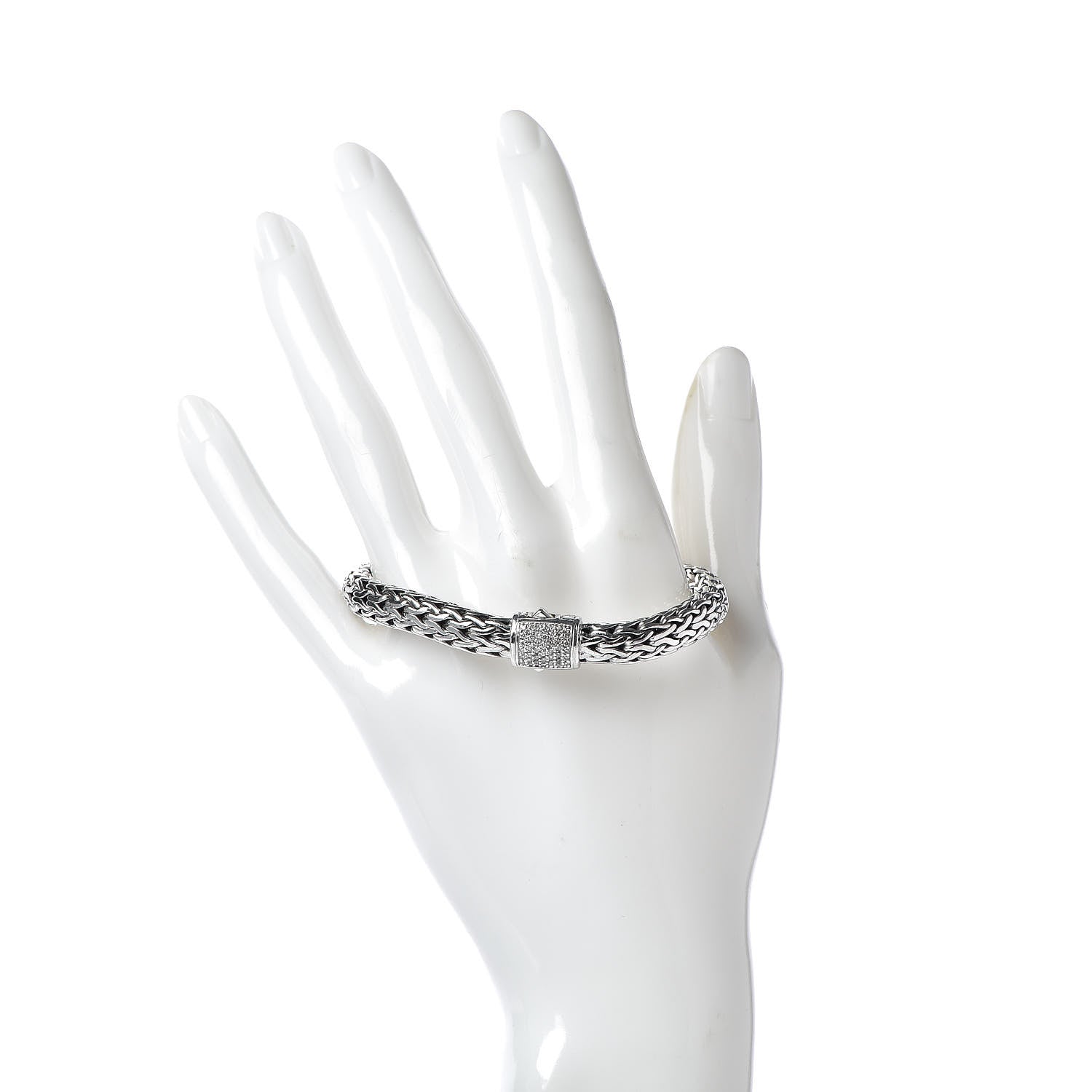 John Hardy Sterling Silver Diamond 7.5mm Classic Chain Bracelet 2 of 4