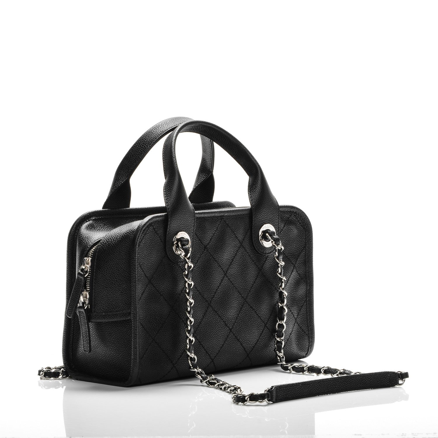 Chanel Caviar Quilted Small Deauville Bowling Bag Black 3 of 6