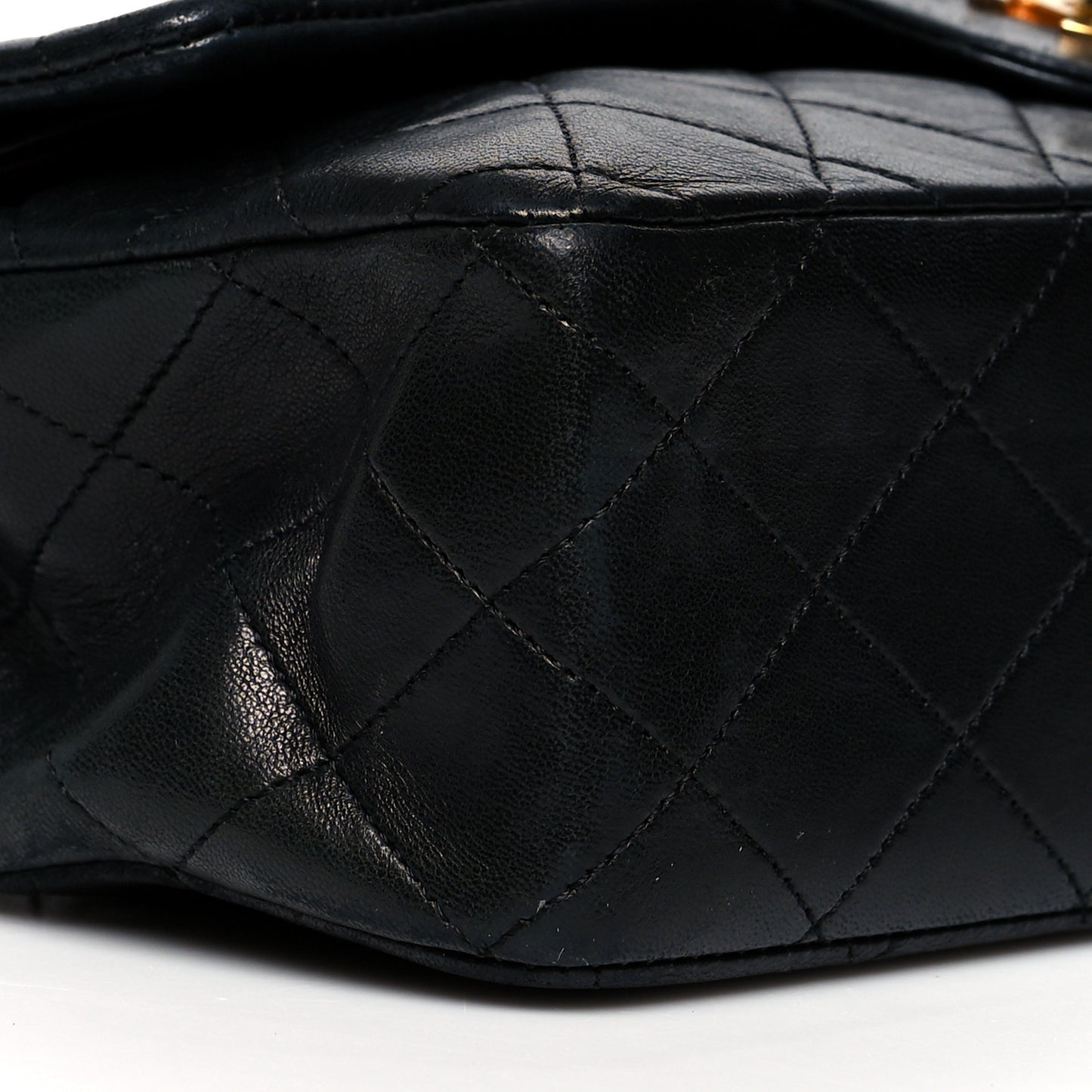 Lambskin Quilted Medium Double Flap Black