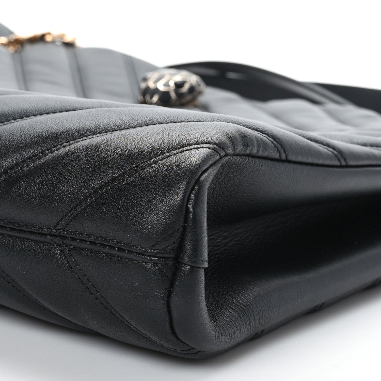 Bulgari Calfskin Matelasse Serpenti Cabochon Tote Bag Black 8 of 8