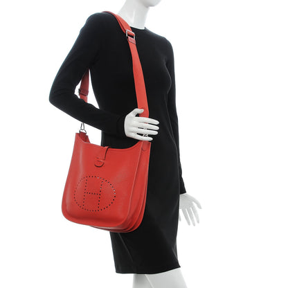 Hermes Taurillon Clemence Evelyne III PM Rouge Tomate 2 of 8
