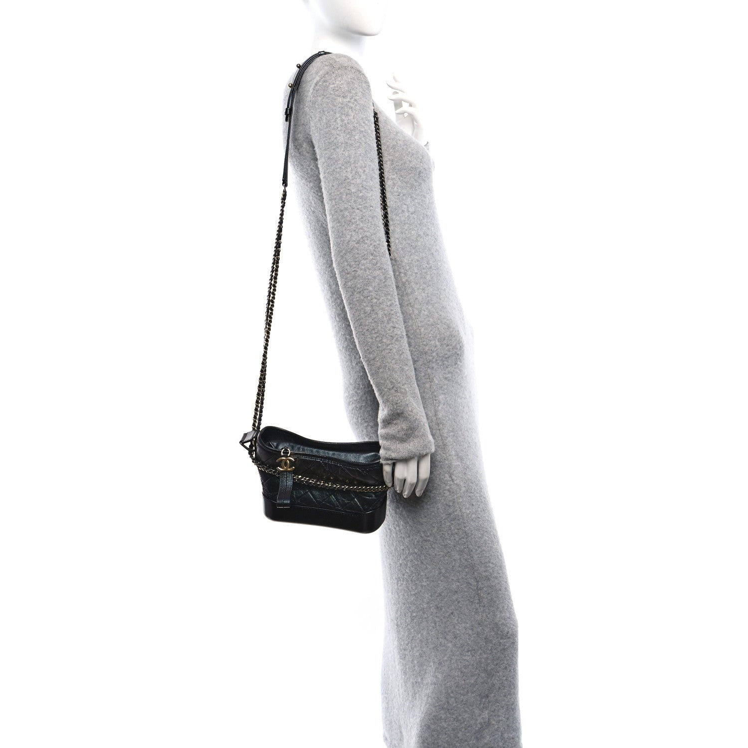 Chanel Iridescent Aged Calfskin Quilted Small Gabrielle Hobo Black 2 of 10