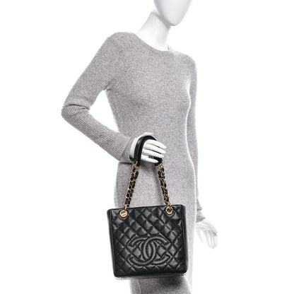 Chanel Caviar Quilted Petit Shopping Tote PST Black 2 of 7