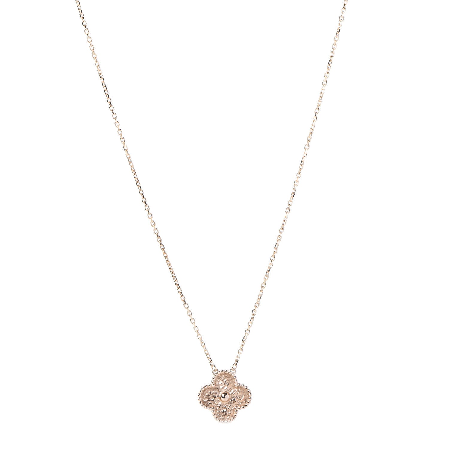 Van Cleef & Arpels 18K Rose Gold Vintage Alhambra Pendant Necklace 1 of 8