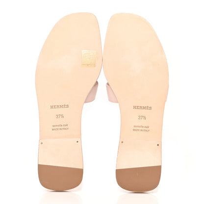Hermes Box Calfskin Oran Sandals 37.5 Rose Pale 5 of 7