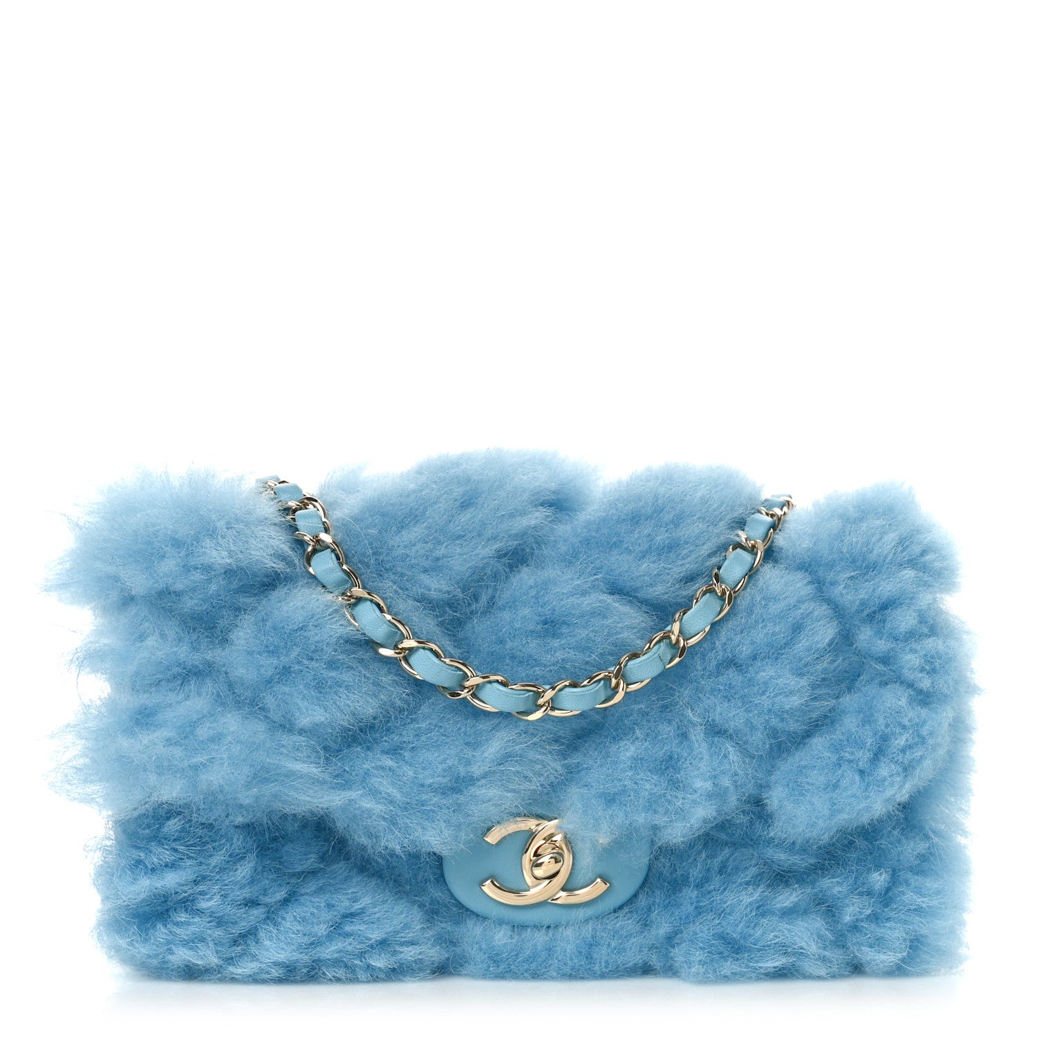 Chanel Shearling Lambskin Quilted Flap Blue 1 of 10