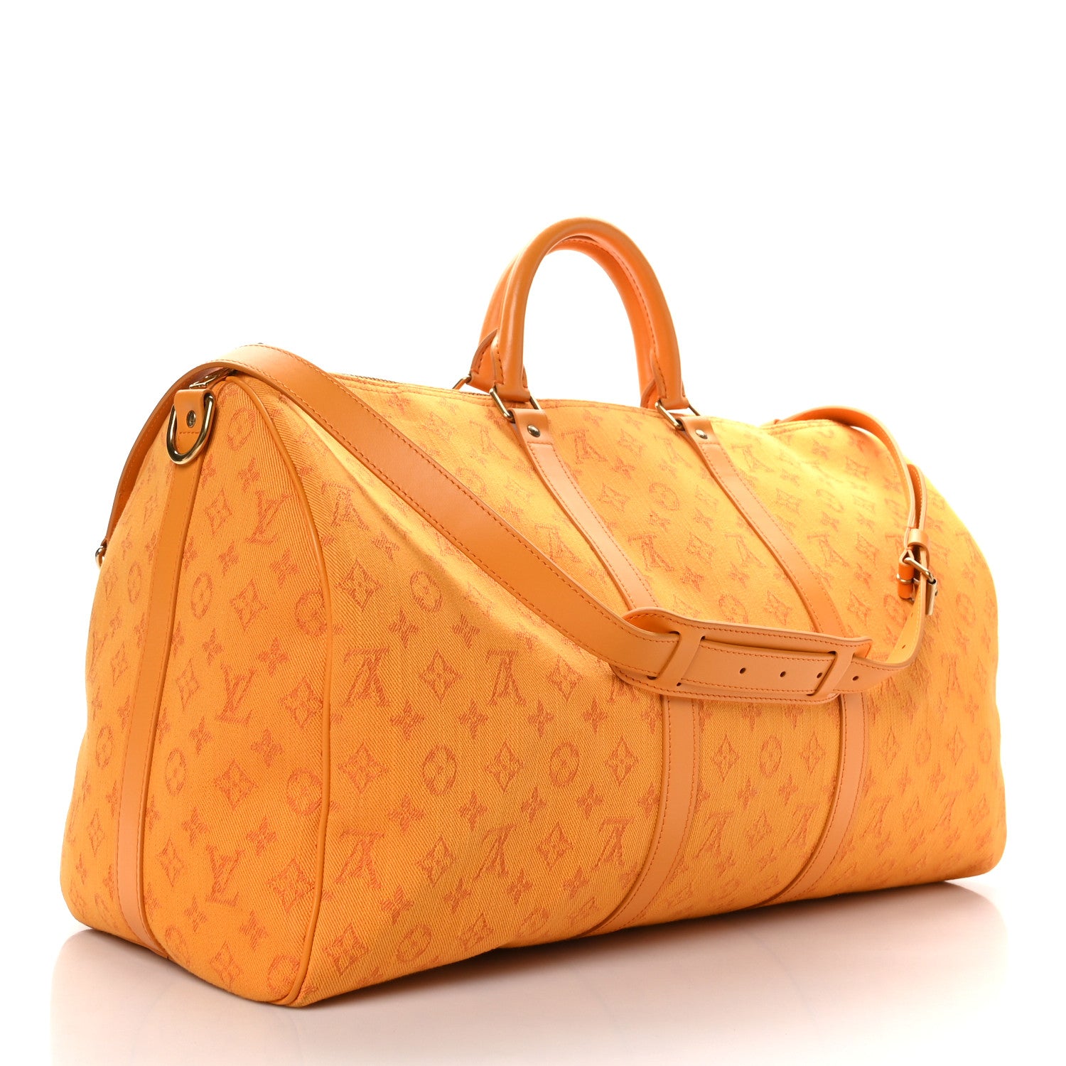Louis Vuitton Denim Monogram Keepall Bandouliere 50 Ocre 3 of 13