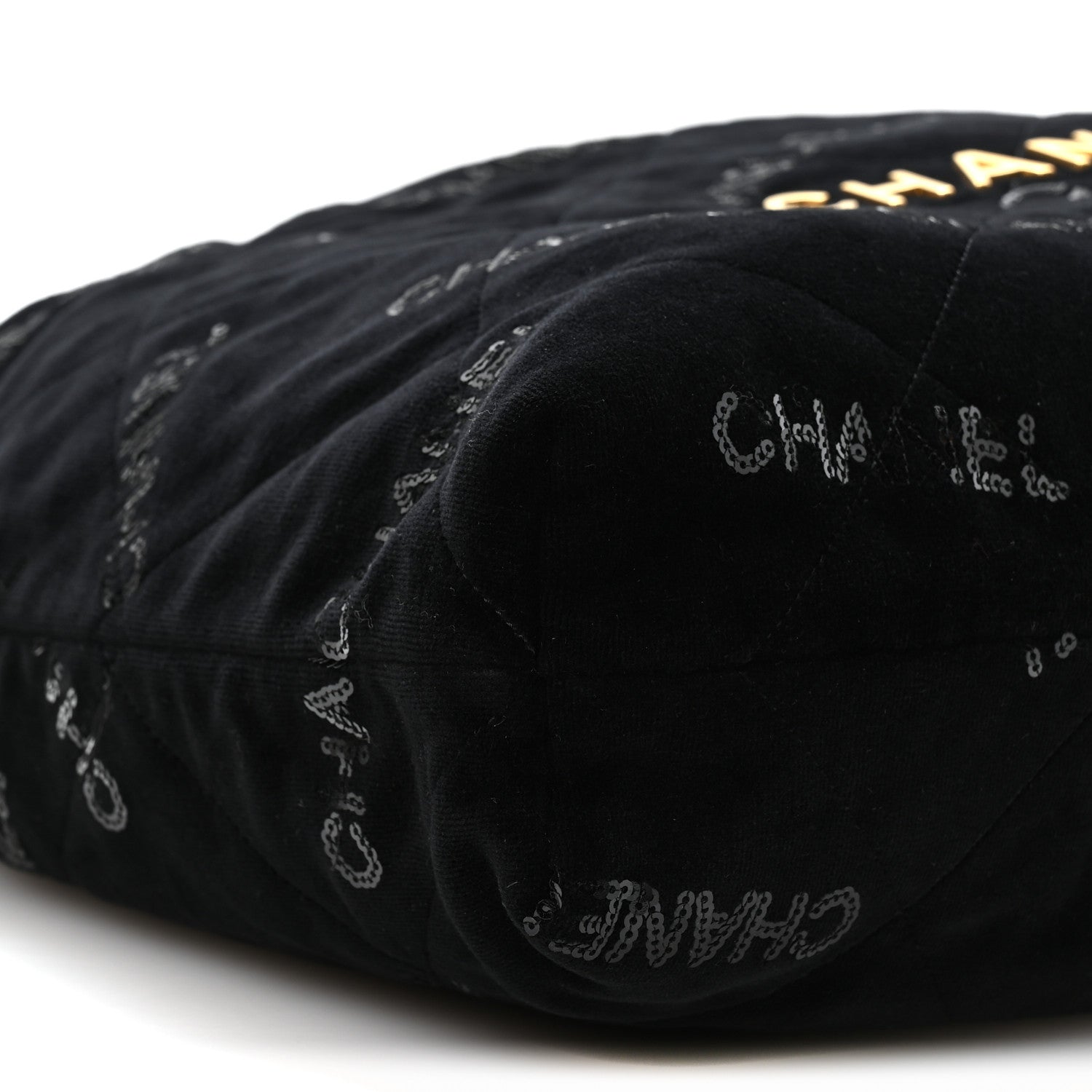 Chanel Velvet Sequin Quilted Chanel 22 Black 10 of 12