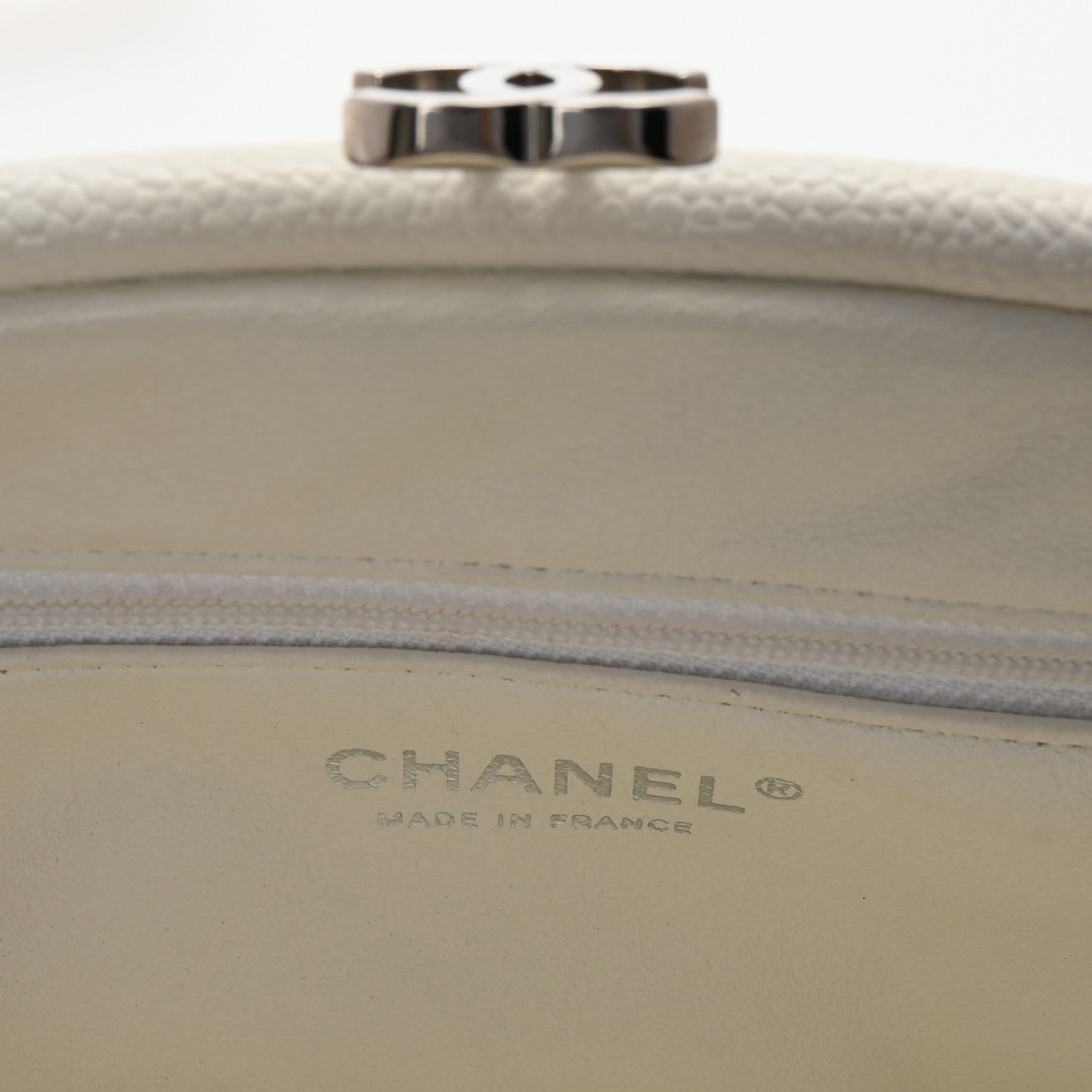 Chanel Caviar Quilted Timeless Clutch White 6 of 7