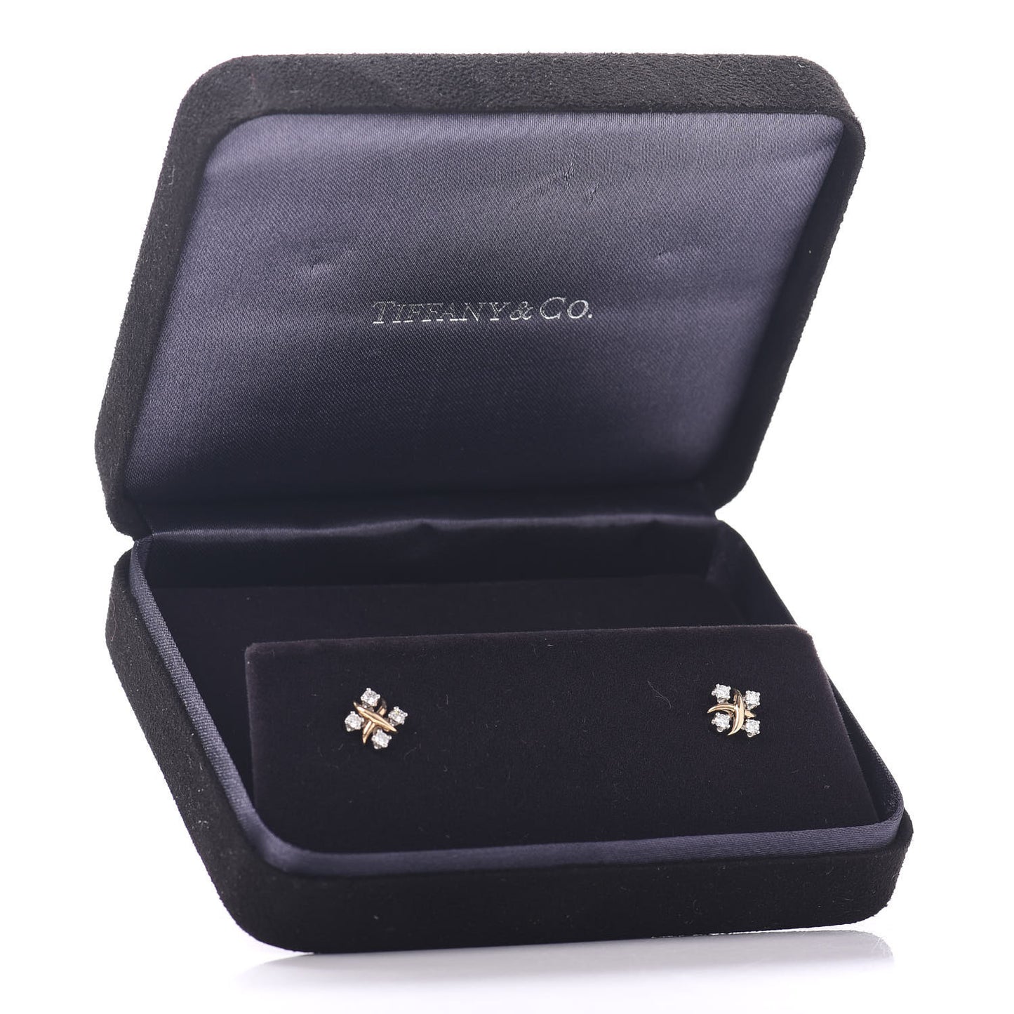 Platinum 18K Yellow Gold Diamond Schlumberger Lynn Earrings