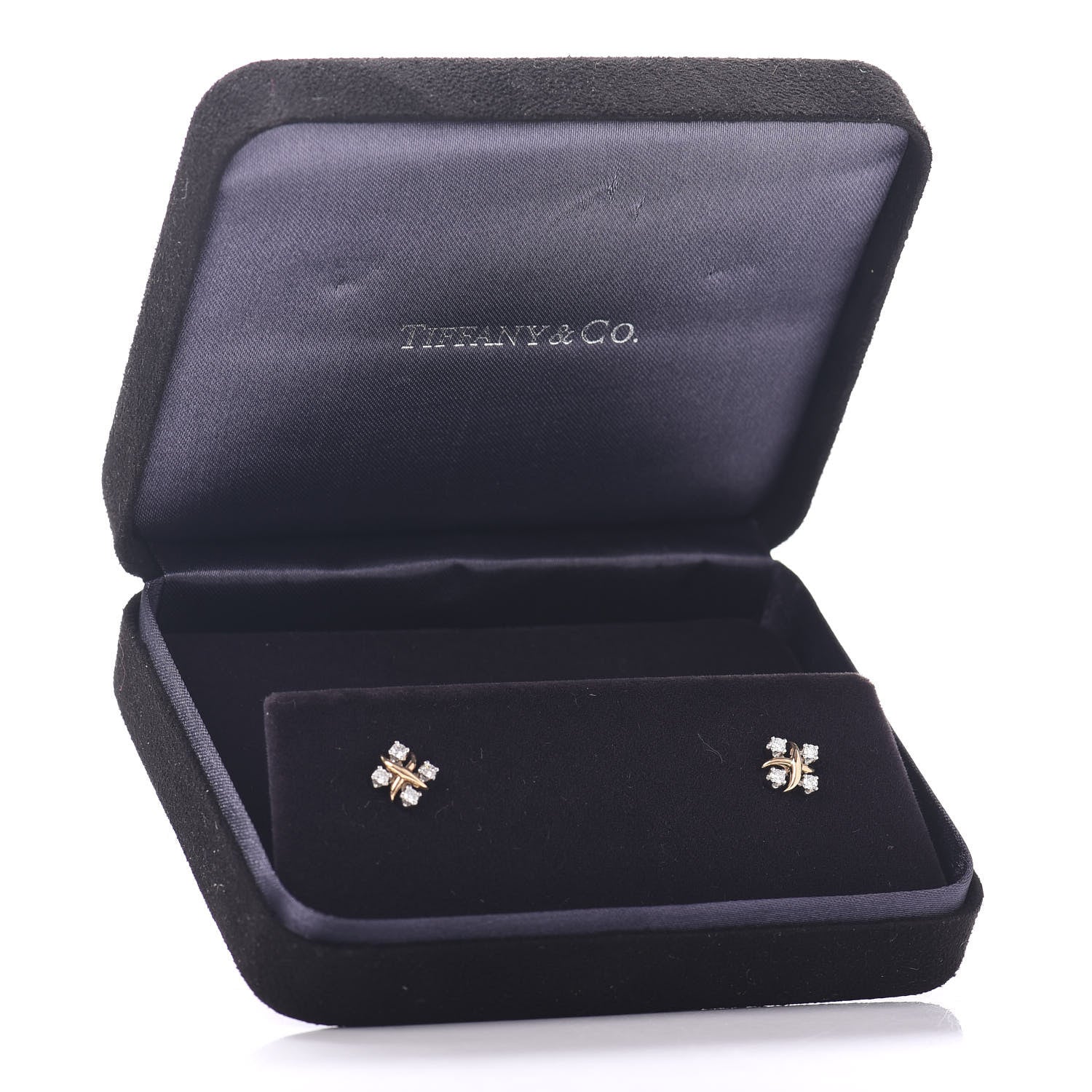 Tiffany Platinum 18K Yellow Gold Diamond Schlumberger Lynn Earrings 4 of 4