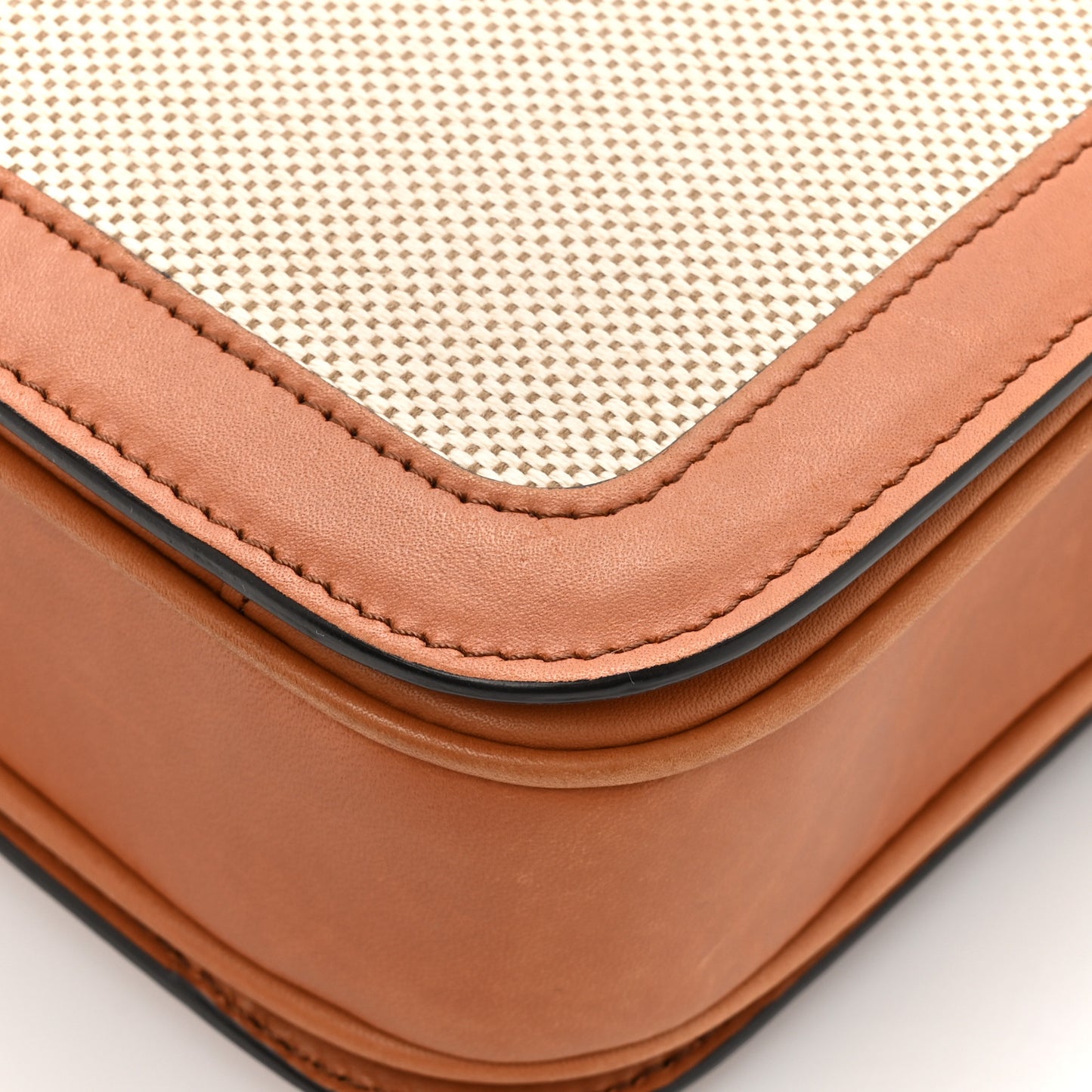 Canvas Calfskin Medium Classique Triomphe Bag White Tan