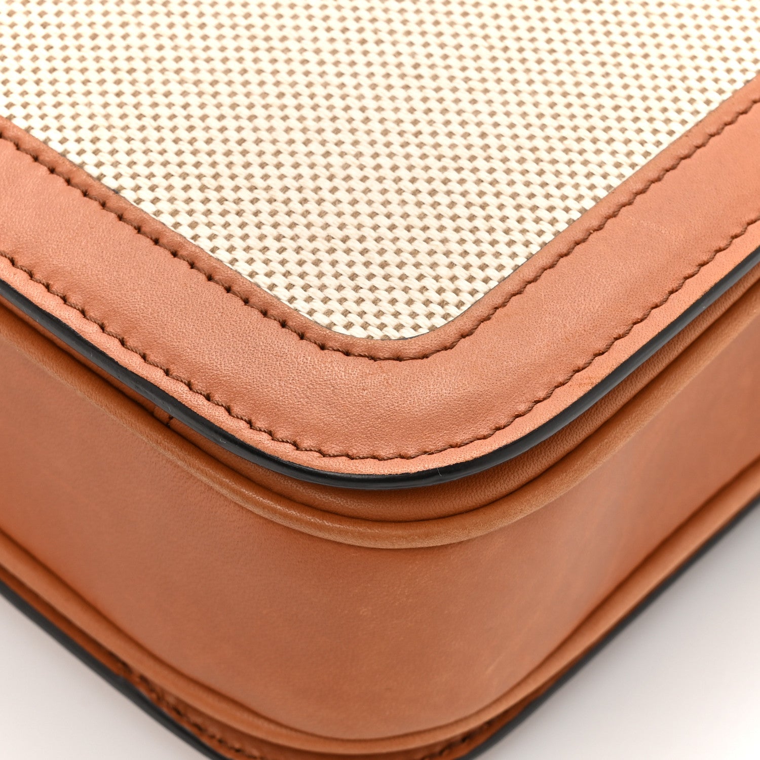 Celine Canvas Calfskin Medium Classique Triomphe Bag White Tan 15 of 18