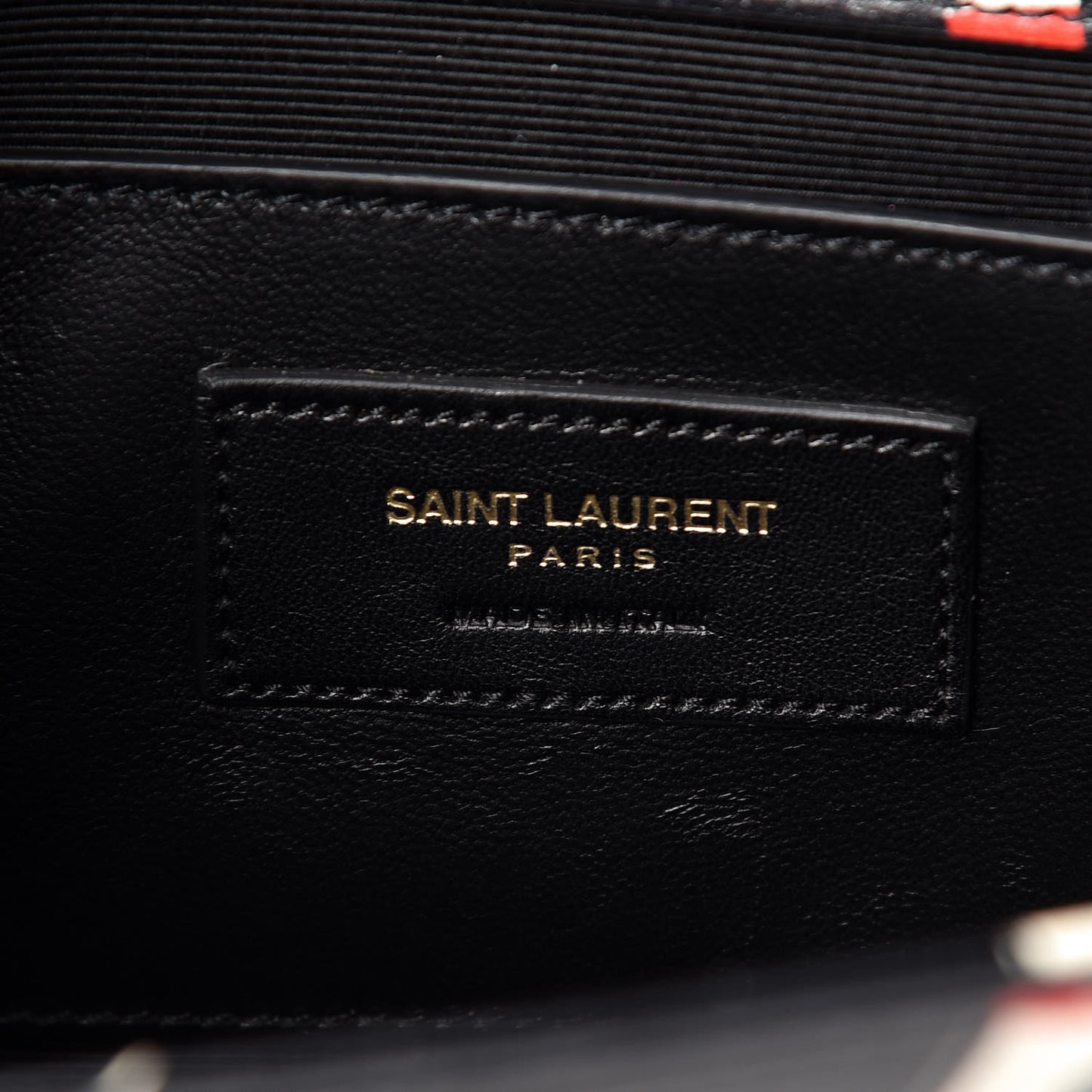 Calfskin Lipstick Print Classic Monogram Kate Clutch Black