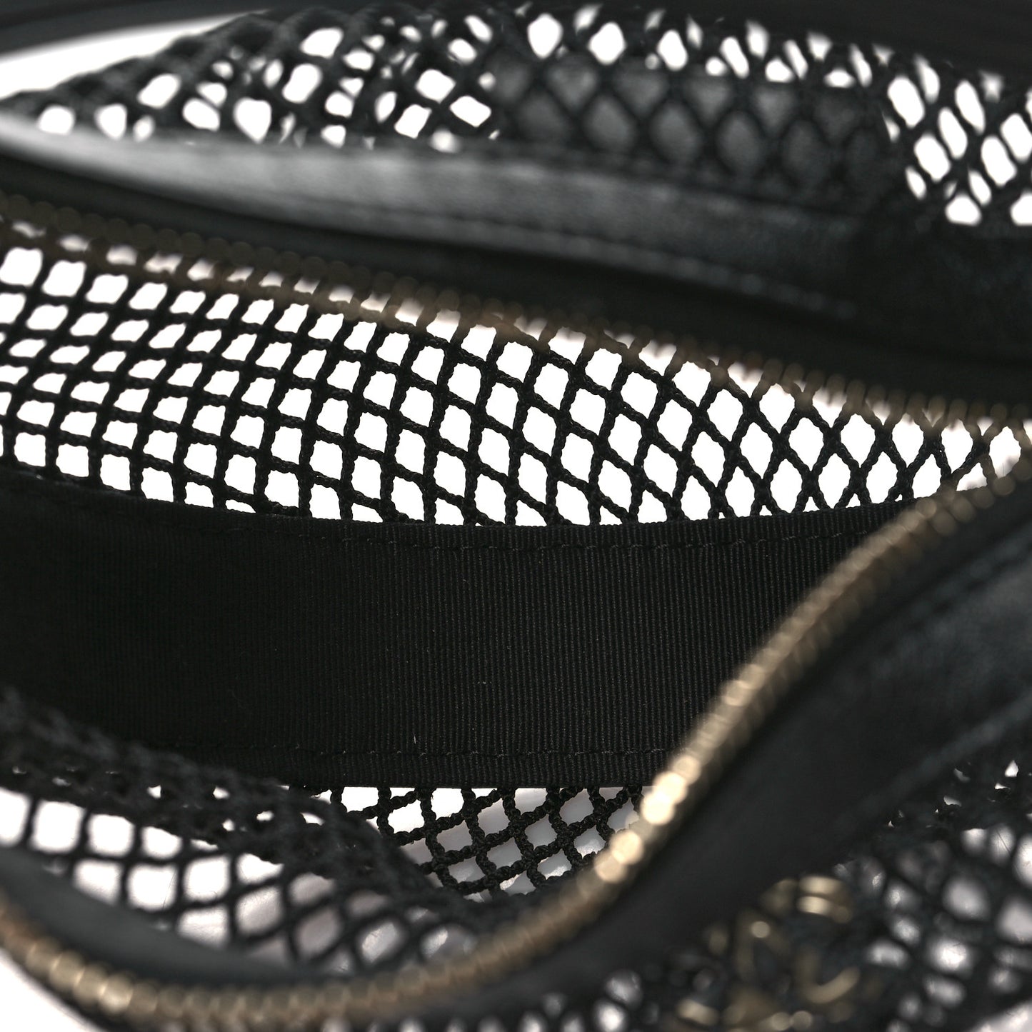 Mesh Shiny Lambskin Pouch Hobo Black