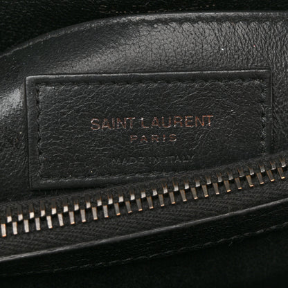 Saint Laurent Sheepskin Matelasse Chevron Monogram Monochrome Medium College Bag Black 6 of 17