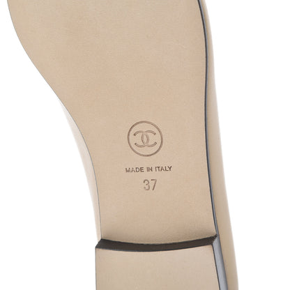 Chanel Lambskin CC Cap Toe Ballerina Flats 37 Beige Black 6 of 9