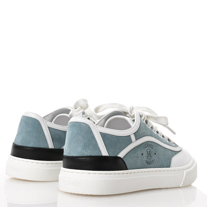 Hermes Suede Get Sneakers 37 Vert D'eau White 5 of 9