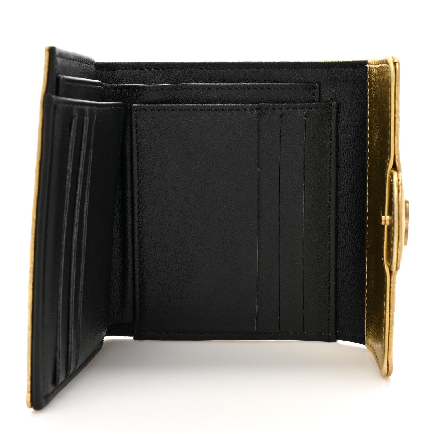 Chanel Metallic Calfskin Crocodile Embossed Cocodile Compact Flap Wallet Gold 5 of 8