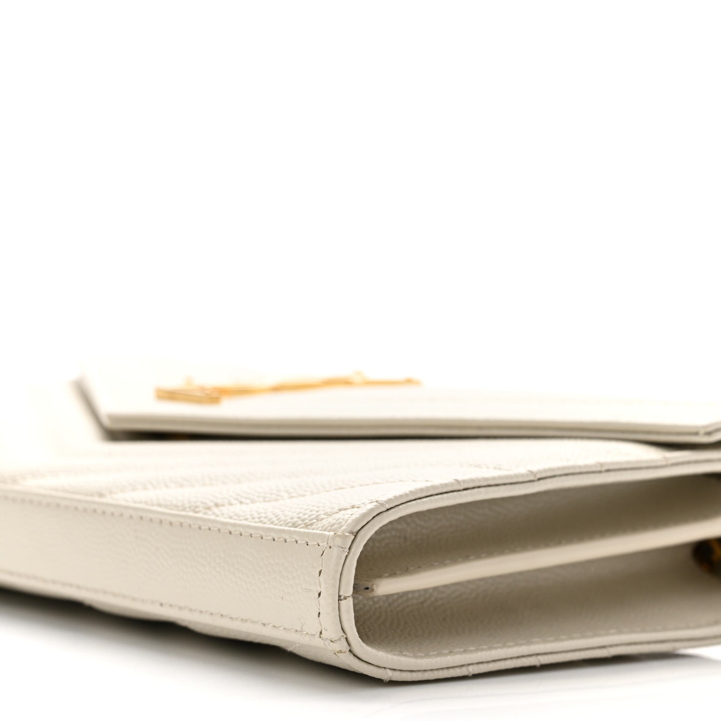 Grain De Poudre Matelasse Chevron Monogram Chain Wallet Crema Soft