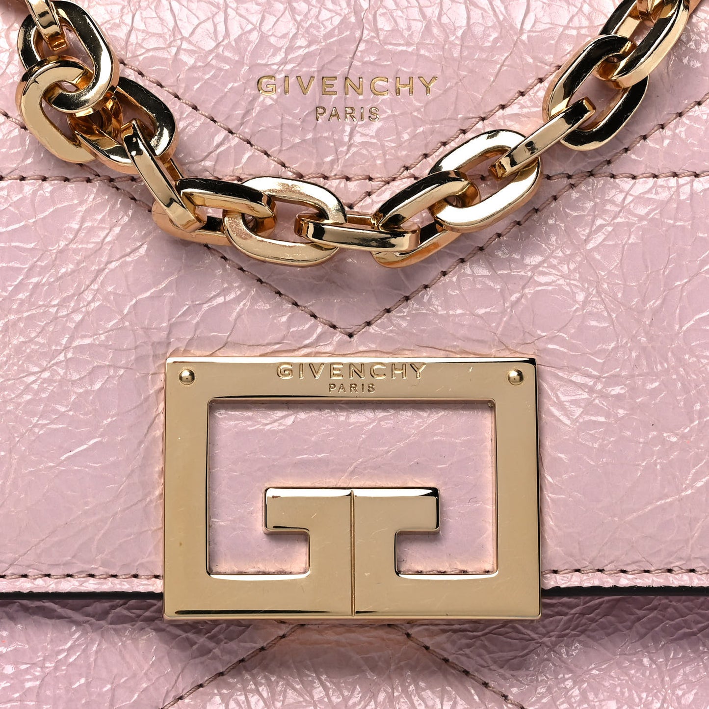 Creased Patent Calfskin Small ID Flap Pink