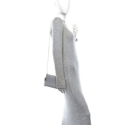Valentino Garavani Calfskin Rockstud Wallet On Chain Pastel Grey 2 of 11