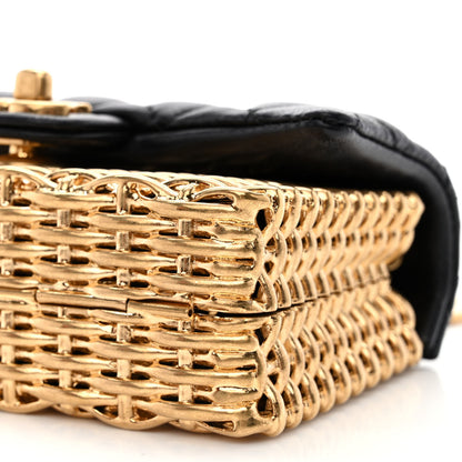 Chanel Woven Metal Lambskin Quilted Small Flap Black Gold 10 of 11