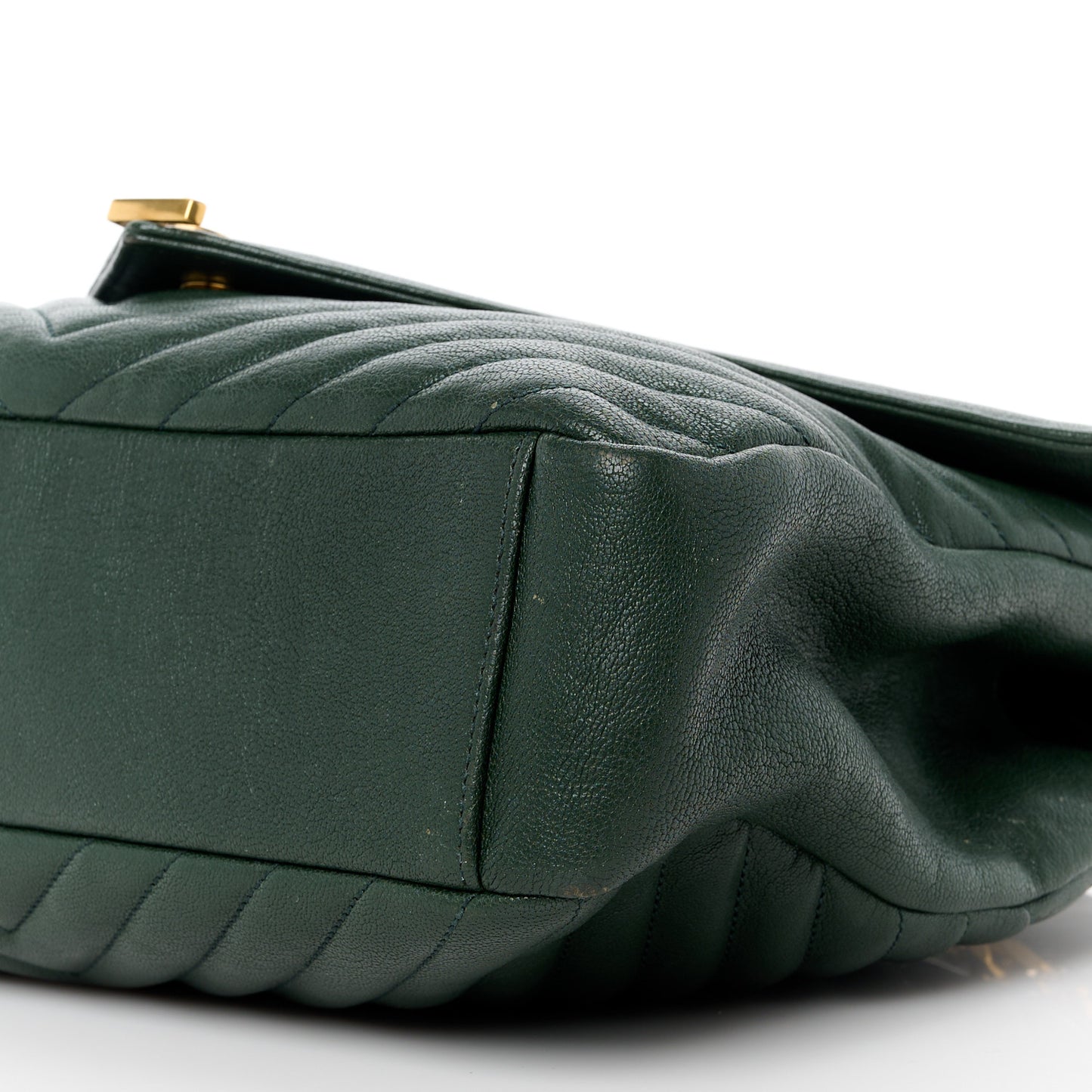 Sheepskin Matelasse Chevron Monogram Large College Satchel Dark Green