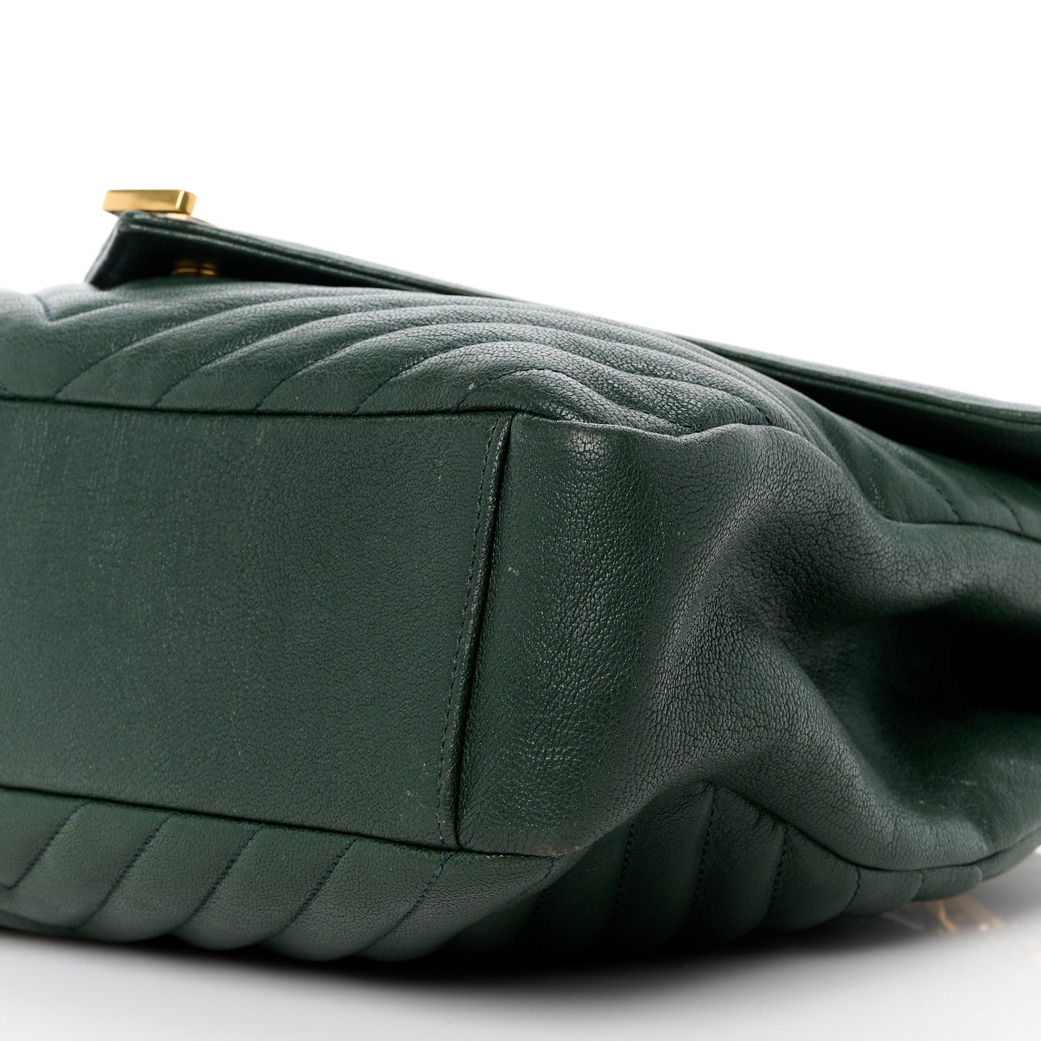 Saint Laurent Sheepskin Matelasse Chevron Monogram Large College Satchel Dark Green 11 of 15