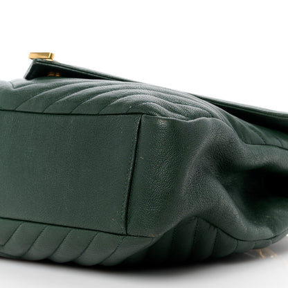 Saint Laurent Sheepskin Matelasse Chevron Monogram Large College Satchel Dark Green 11 of 15