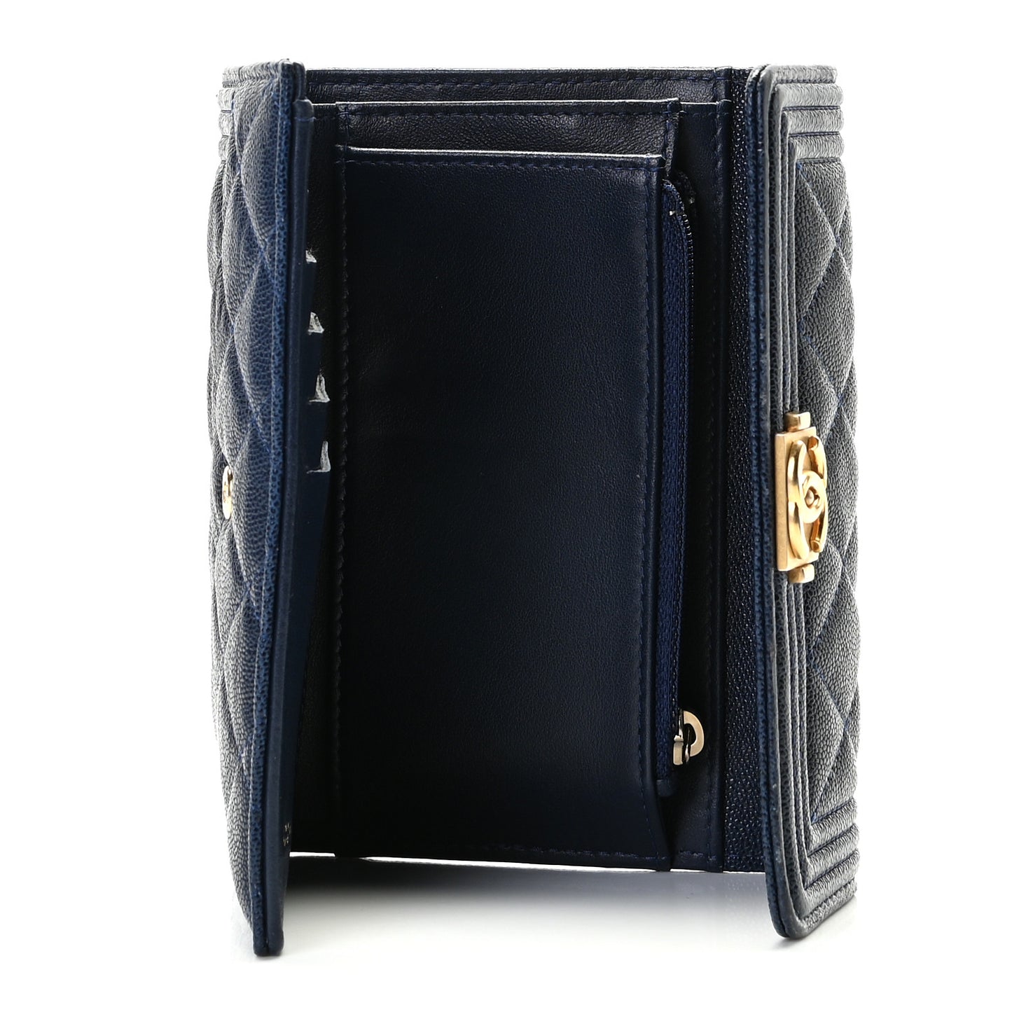 Caviar Quilted Medium Boy Flap Wallet Blue