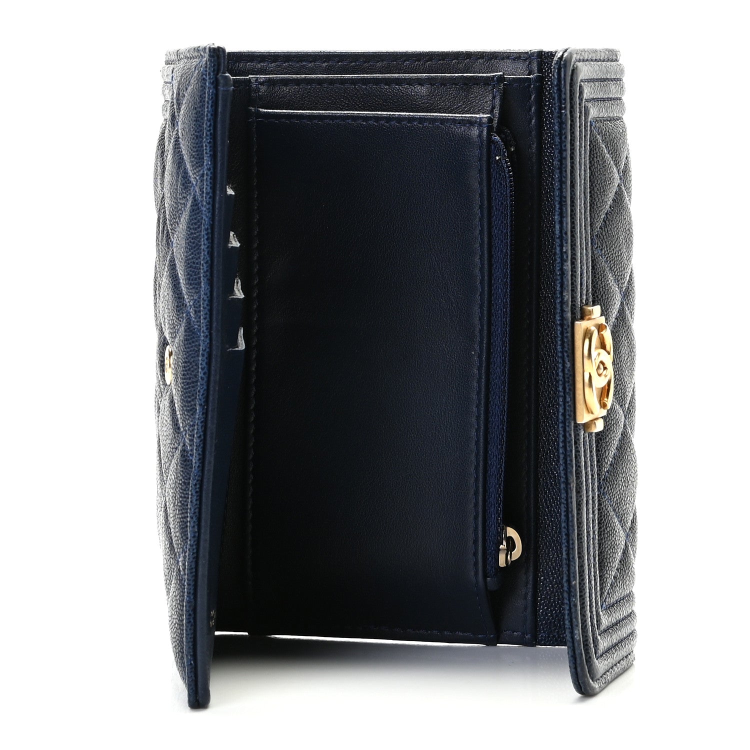 Chanel Caviar Quilted Medium Boy Flap Wallet Blue 7 of 8