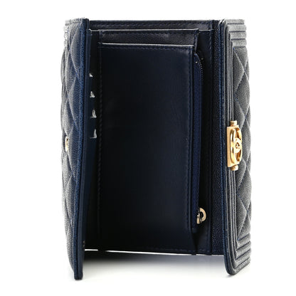 Chanel Caviar Quilted Medium Boy Flap Wallet Blue 7 of 8