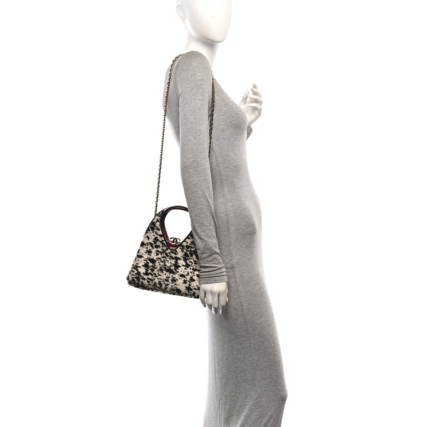 Pony Hair Printed Chic Lady Small Shopping Tote White Black