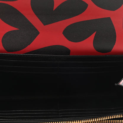Saint Laurent Nappa Big Hearts Large Marquage Flap Wallet Black Red 5 of 7