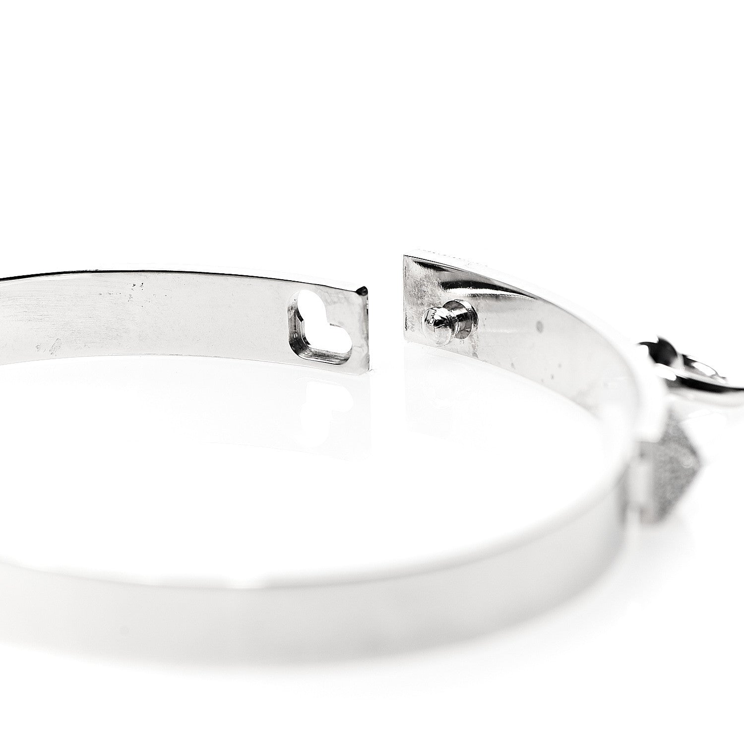 Hermes 18K White Gold Pave Diamond PM Collier De Chien Bracelet ST 4 of 5