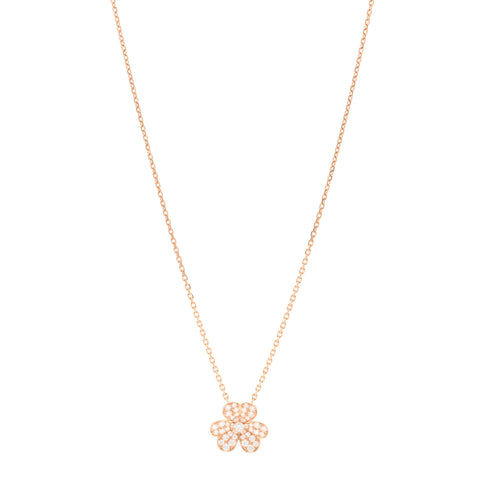 18K Rose Gold Diamond Small Frivole Pendant Pave Necklace