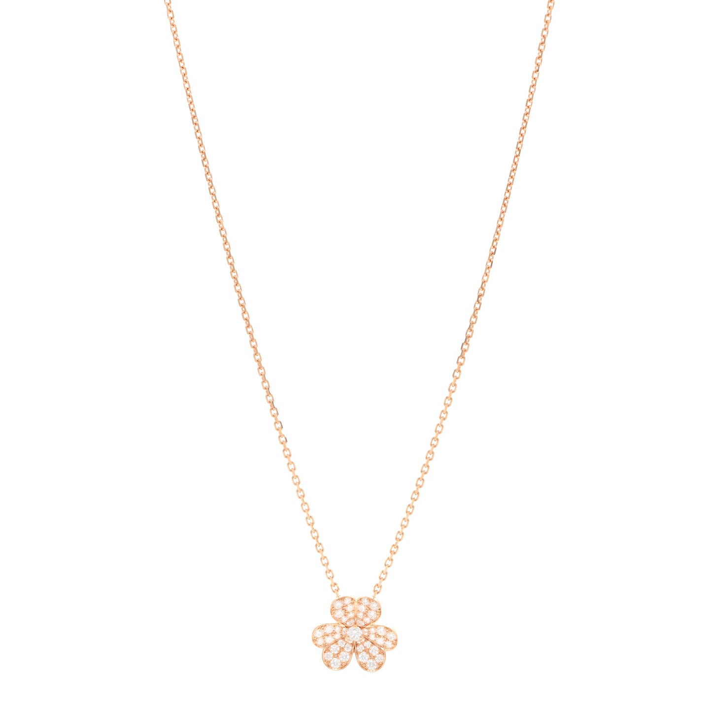 18K Rose Gold Diamond Small Frivole Pendant Pave Necklace