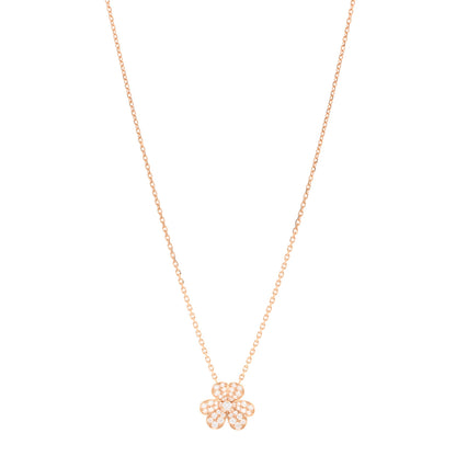 Van Cleef & Arpels 18K Rose Gold Diamond Small Frivole Pendant Pave Necklace 1 of 6