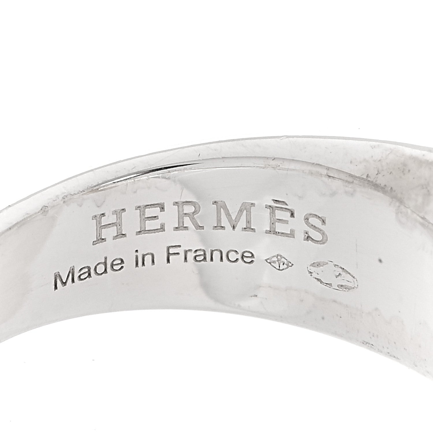 Hermes Sterling Silver 18K Rose Gold MM Ex-Libris Ring 50 5.25 4 of 5