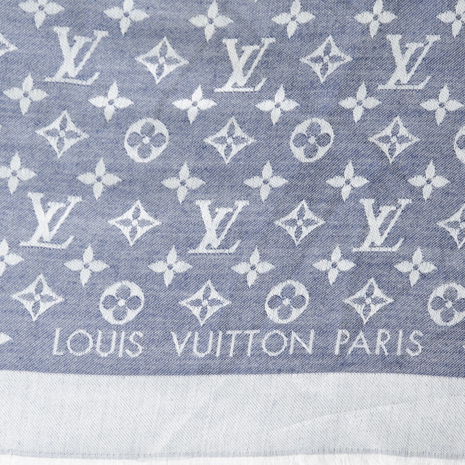 Louis Vuitton Wool Silk Monogram Denim Shawl Blue 4 of 7