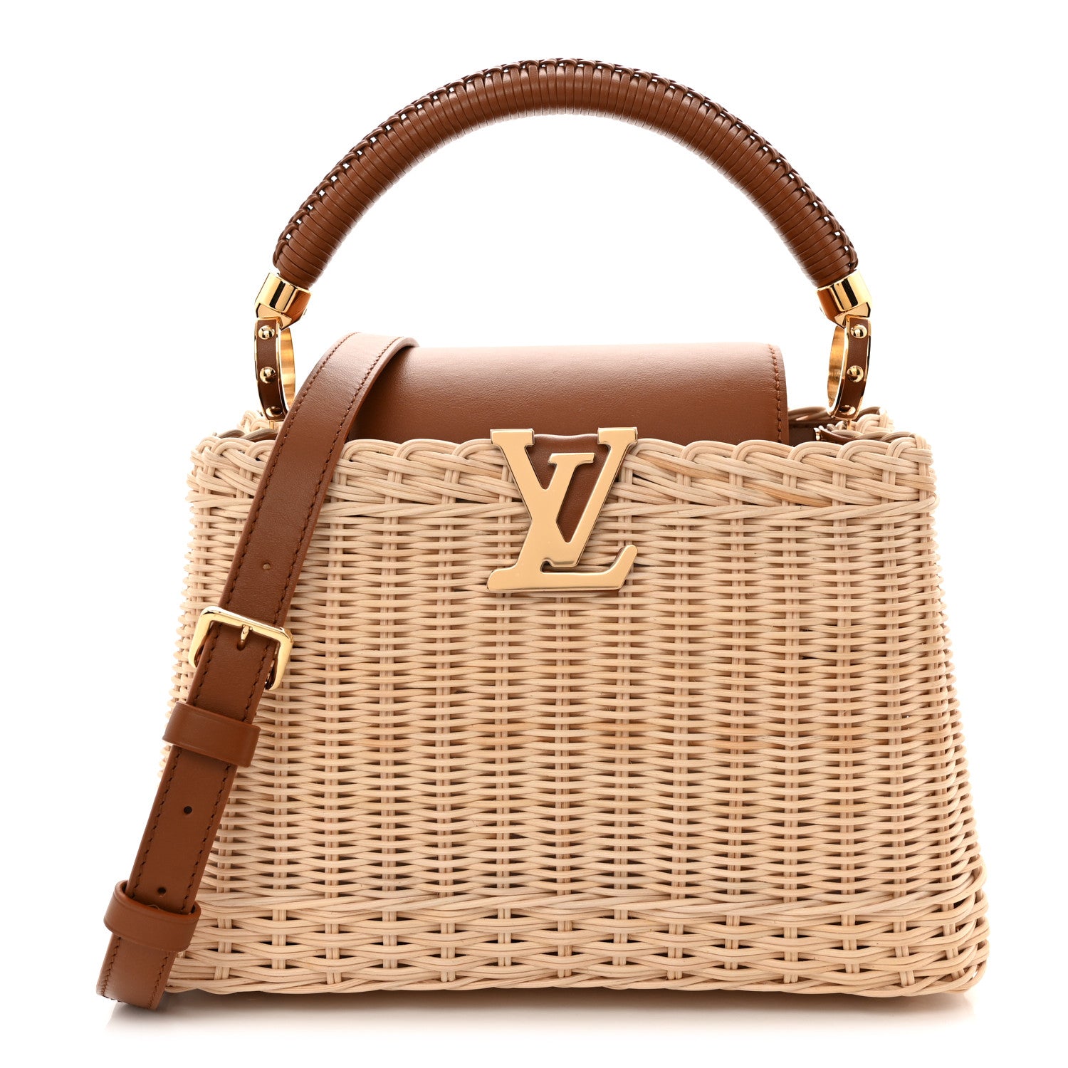 Louis Vuitton Rattan Calfskin Capucines BB Tan 1 of 10