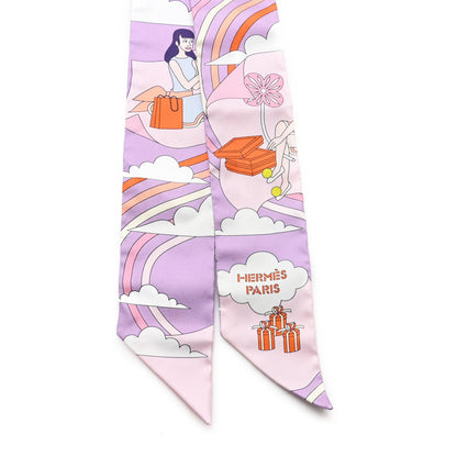 Hermes Silk Carres Volants Twilly Lilas Rose Pale Orange 2 of 3