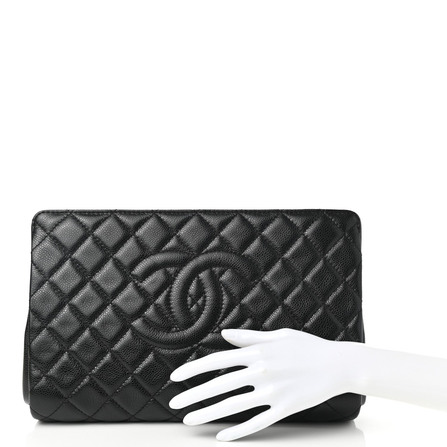 Chanel Caviar Quilted CC Clutch Black 2 of 9